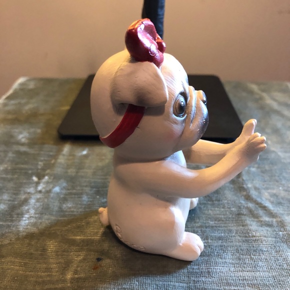 Cute Pug Figurine with Red Bow - Picture 4 of 7